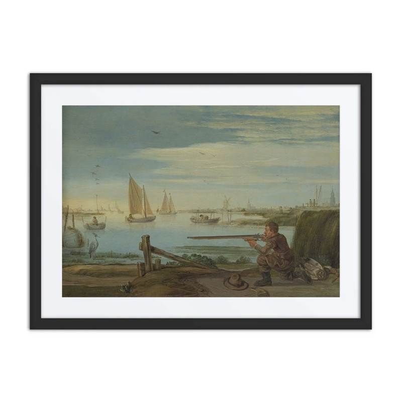 A Bird Hunter on a Riverbank