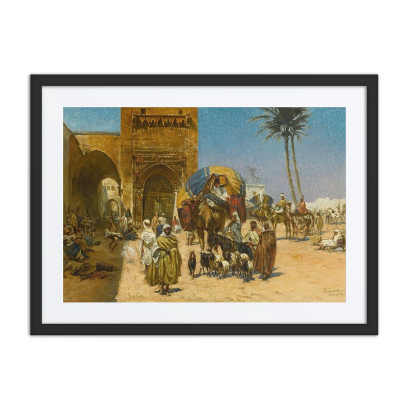 A Caravan Outside a Mosque