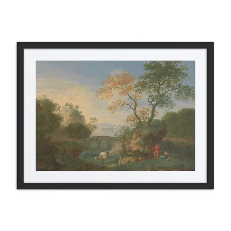 A Classical Landscape with Ruins and Bridge