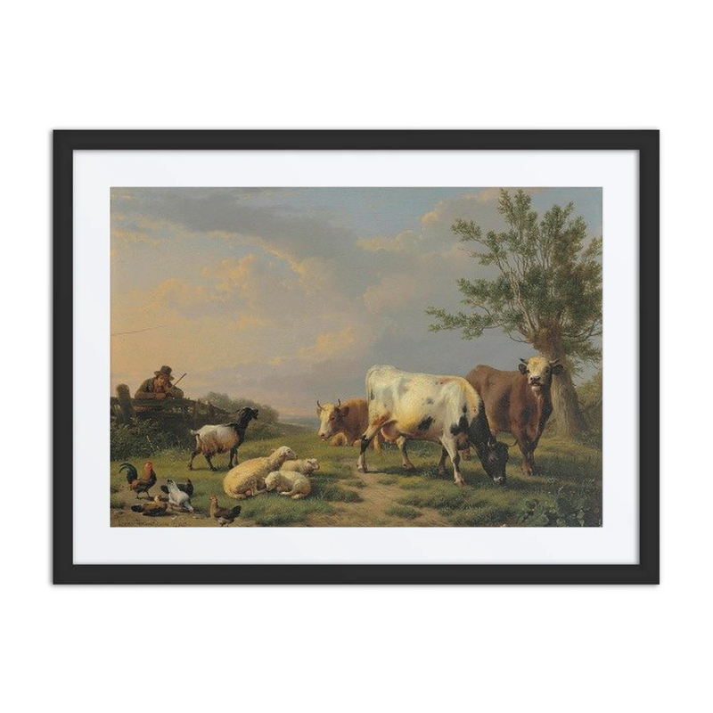 A Farmer with Livestock in a Landscape