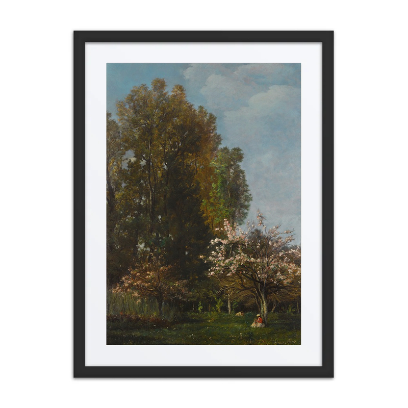 A Figure Seated Beneath a Cherry Tree