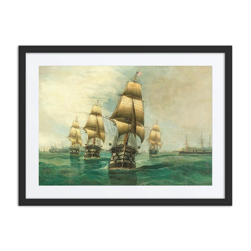A Fleet Parade of American-French Ships, Harbour Exit