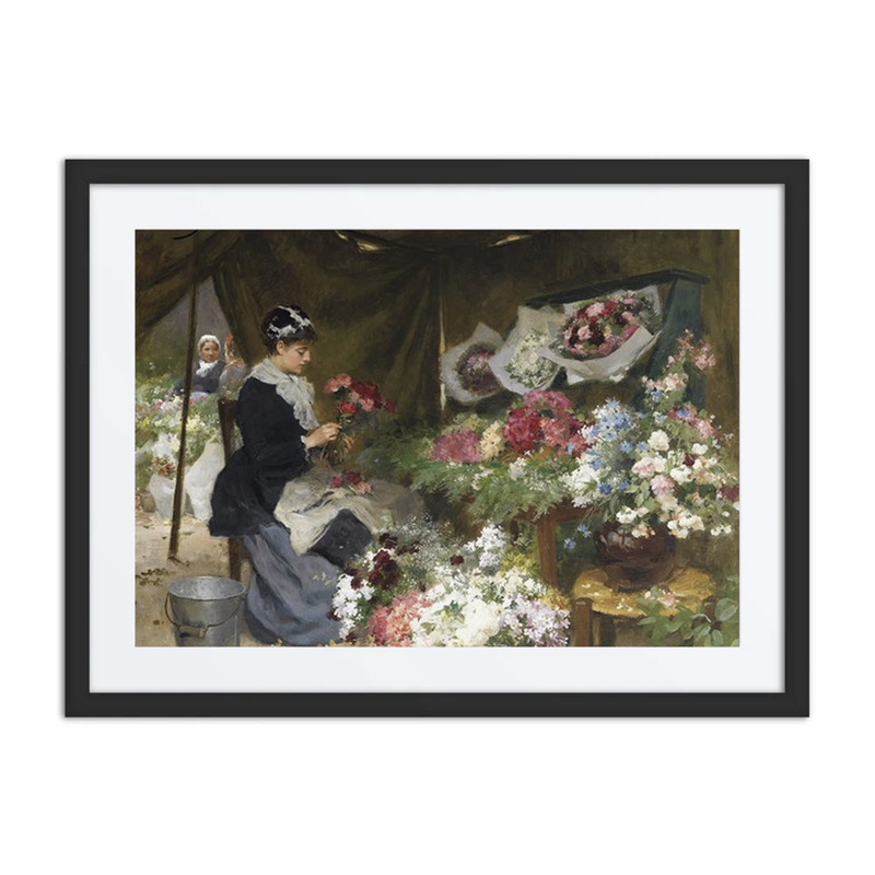 A Flower Seller Making Her Bouquets