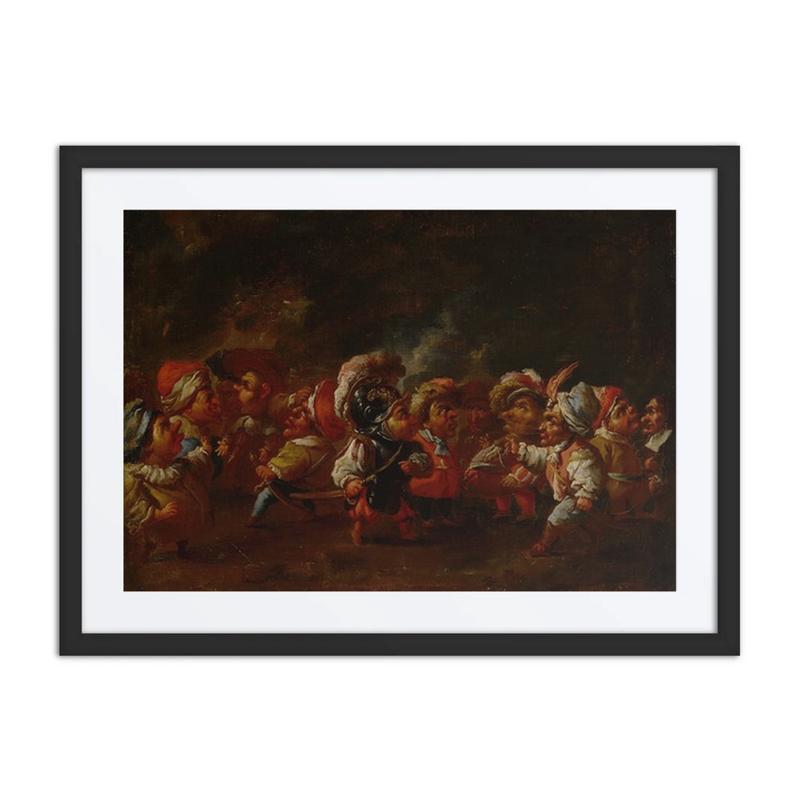 A Group of Costumed Dwarfs in Conversation and Preparing for a Battle