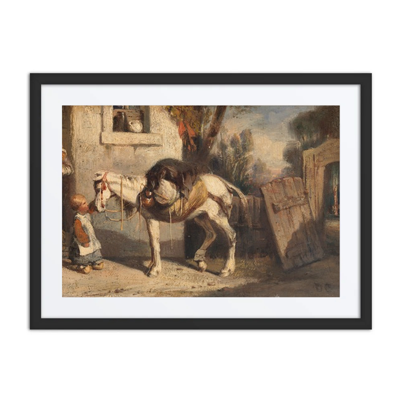 A Horse with Child Holding Reins