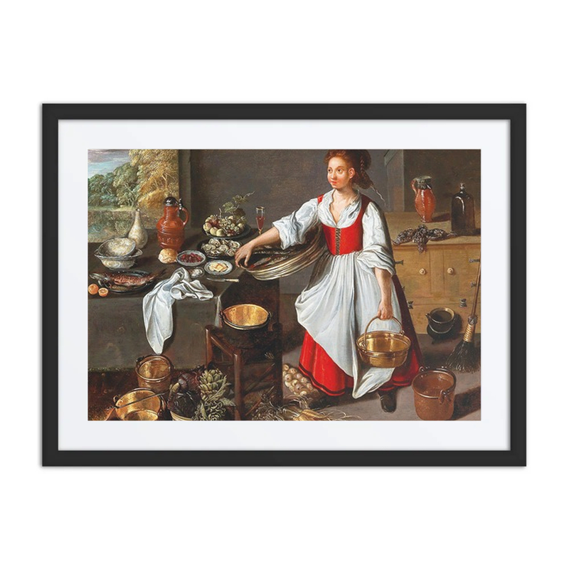 A Kitchen Interior with a Servant