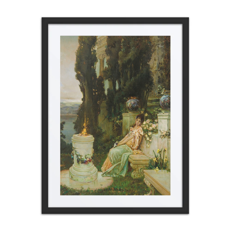 A Lady on a Marble Bench in Ancient Rome