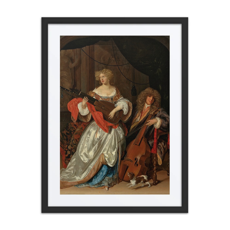 A Lady Playing a Lute and a Gentleman with a Viola Da Gamba