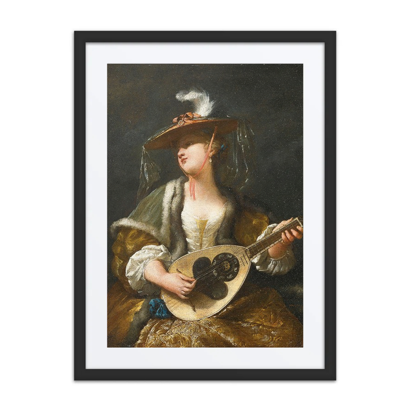 A Lady Playing a Mandolin