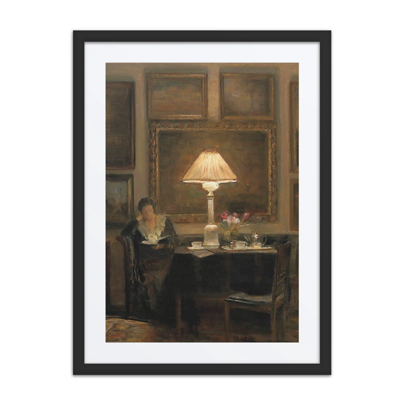 A Lady Reading by Lamplight
