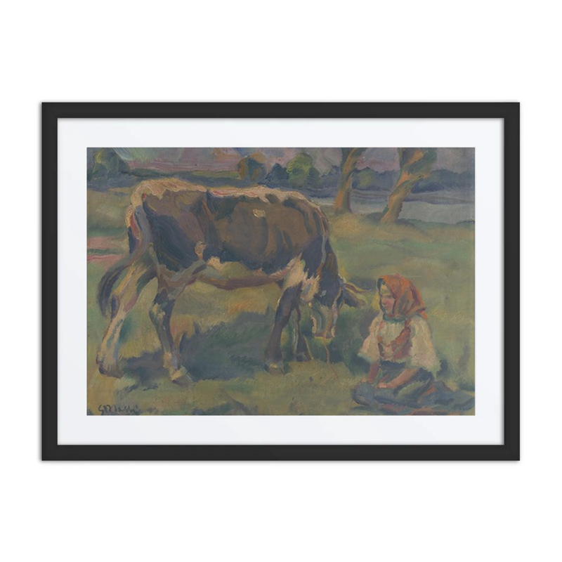 A Little Girl with a Cow