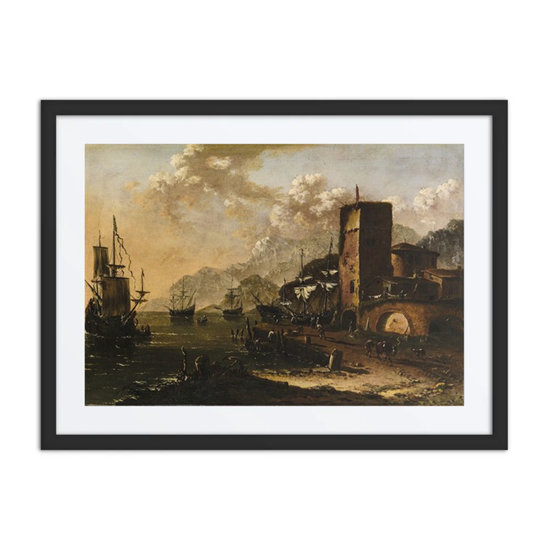 A Mediterranean Harbour with Ships