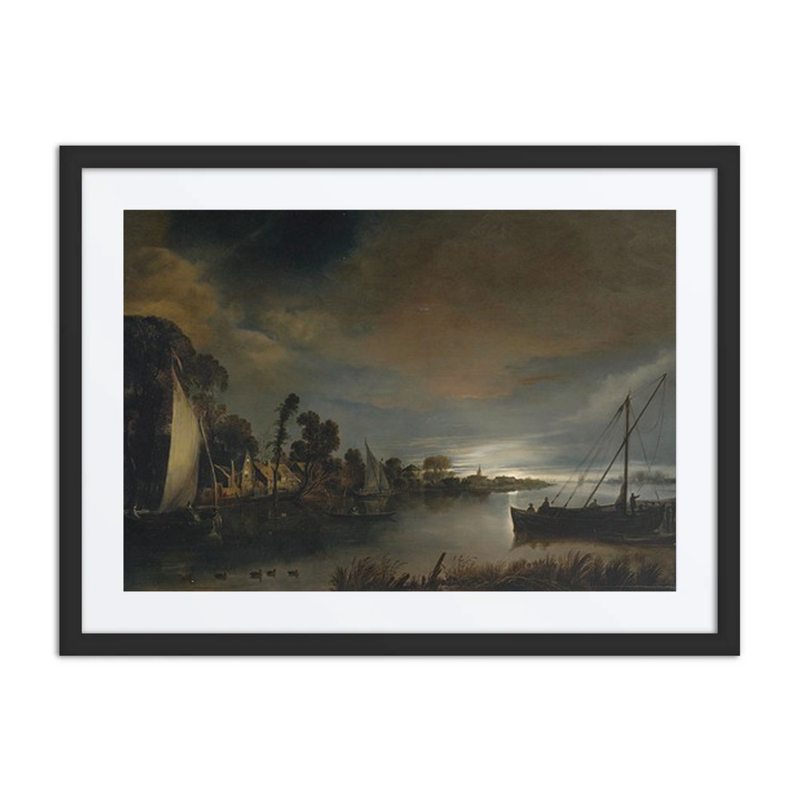 A Moonlit River Landscape