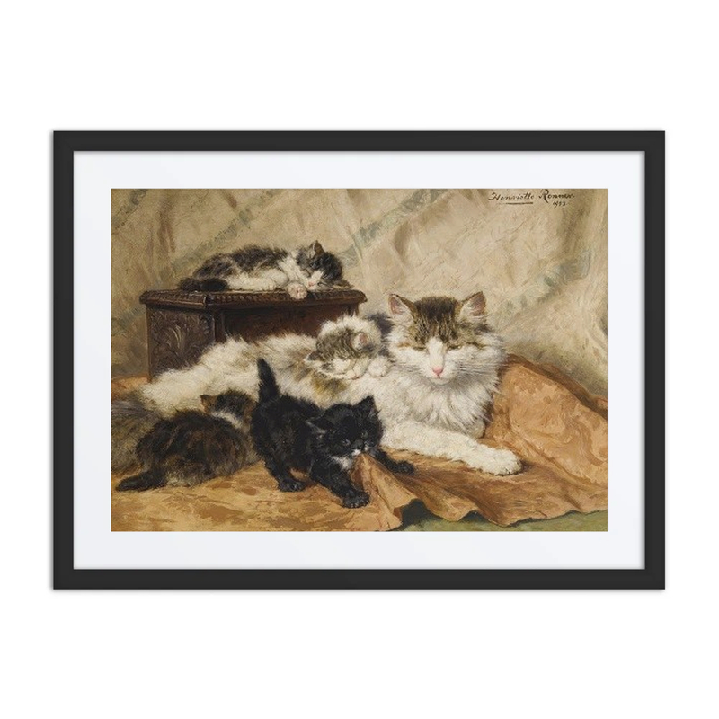 A Mother and Her Kittens