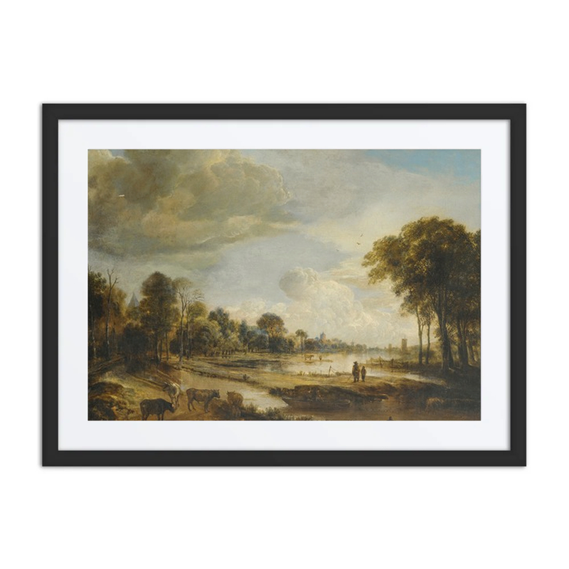 A River Landscape with Figures and Cattle