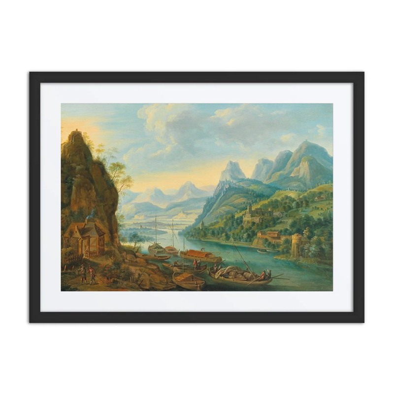 A River Landscape with Mountains