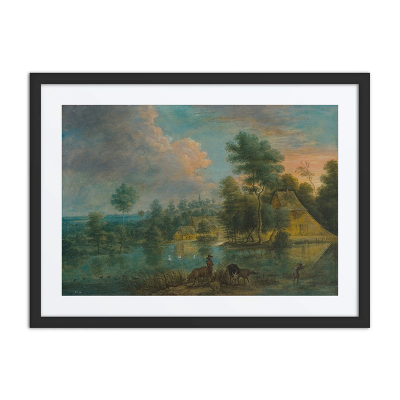 A River Landscape with Travellers