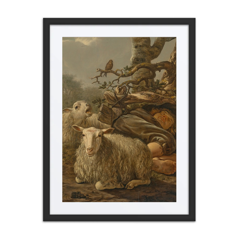 A Sleeping Shepherd with Two Sheep