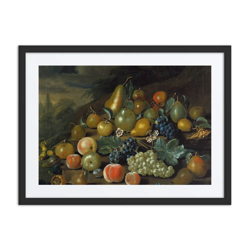 A Still Life of Pears, Peaches and Grapes