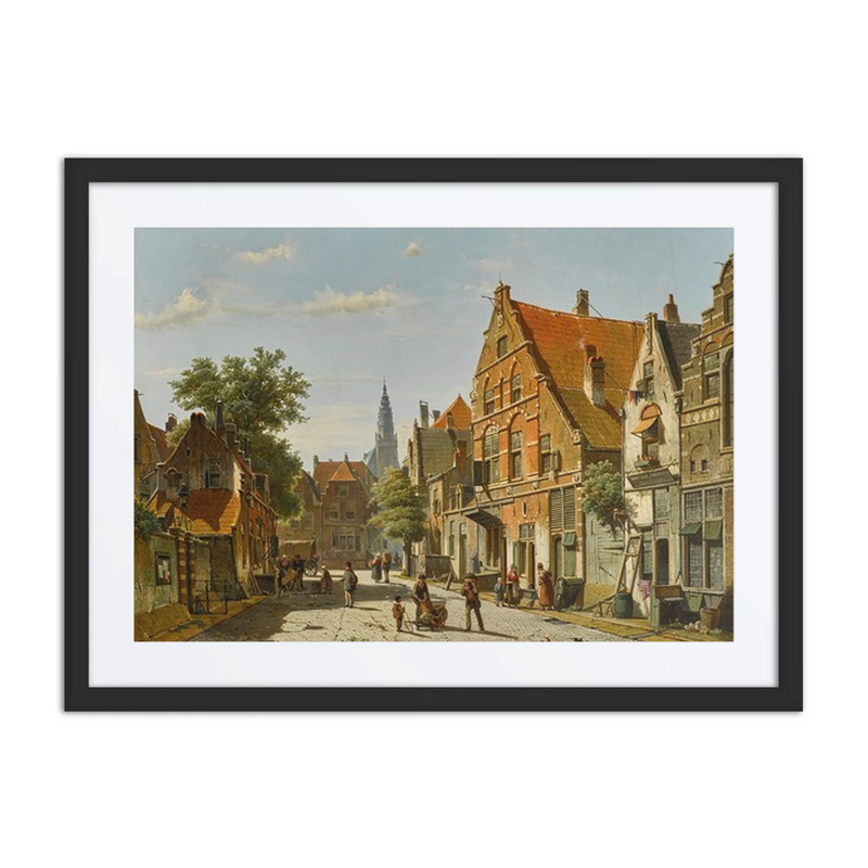 A Sunny Street with a Distant Church Tower