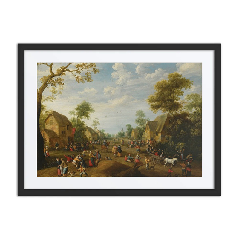 A Village Kermesse with Numerous Peasants Feasting