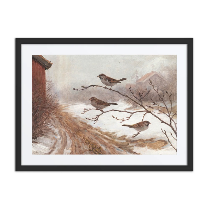 A Winter Scene with Birds