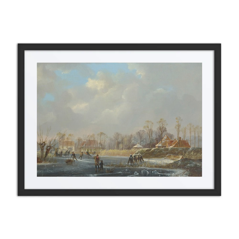 A Winter Scene with Figures on a Frozen River