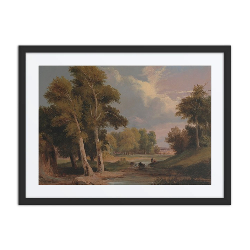 A Wooded River Landscape with Fishermen