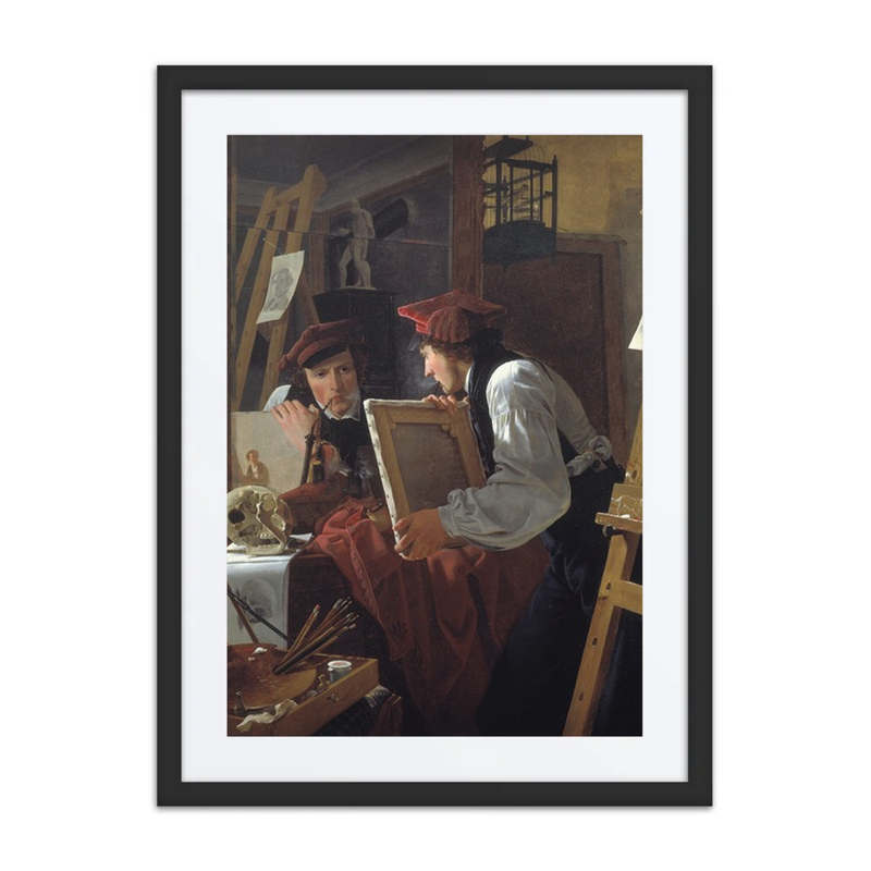 A Young Artist Examining a Sketch in a Mirror