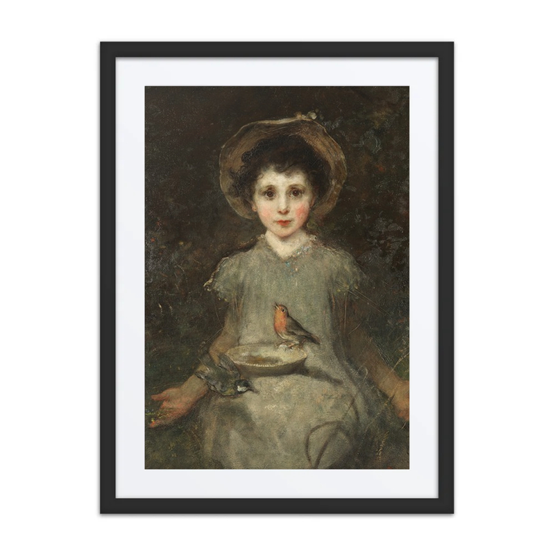 A Young Girl Feeding Birds