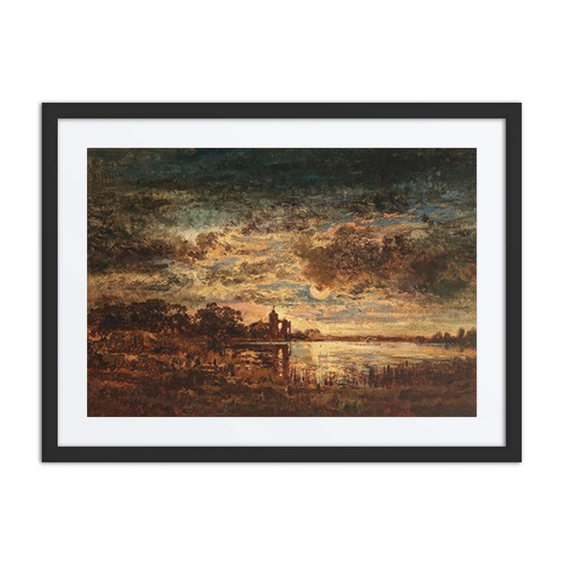 Abendliche Seenlandschaft Im Mondlicht