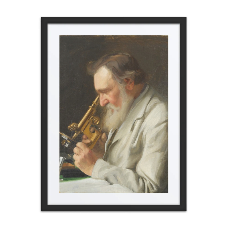 Alex Niskov with a Microscope