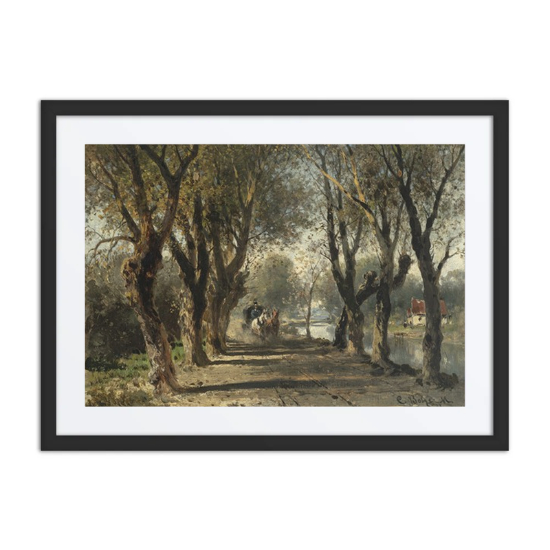 Allee Am Fluss Mit Postkutsche