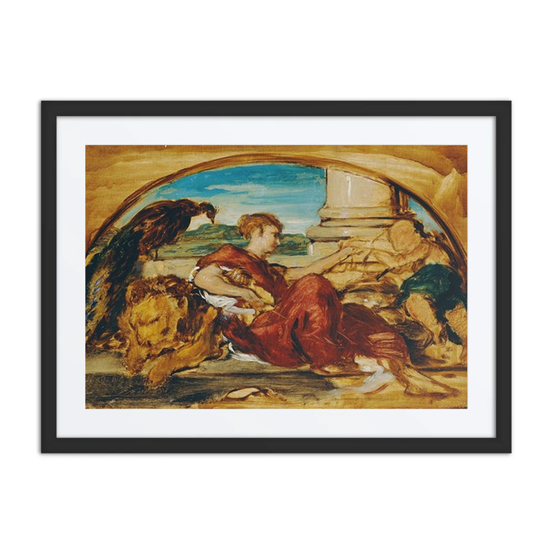 Allegorical Figure with Lion and Peacock