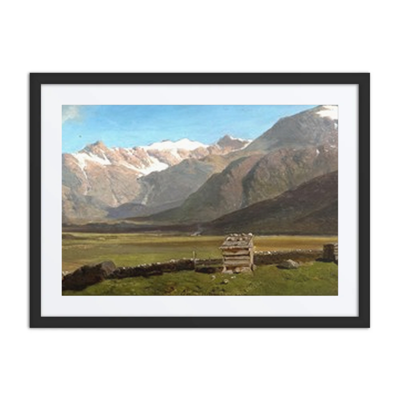 Almhütten Auf Einer Ebene Mit Gebirgskette