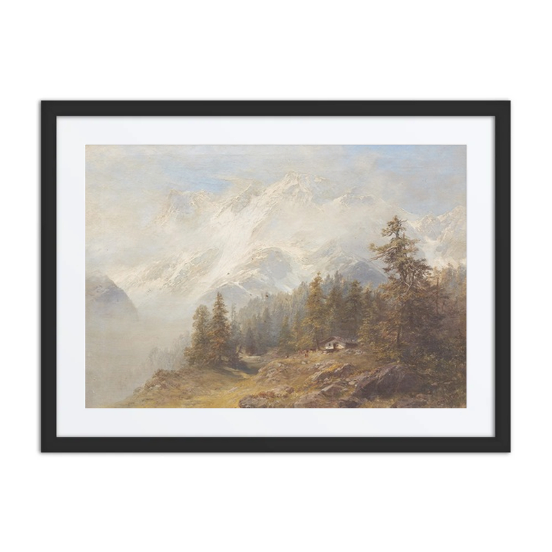 Alpine Landscape Before a Snow-Covered Massif