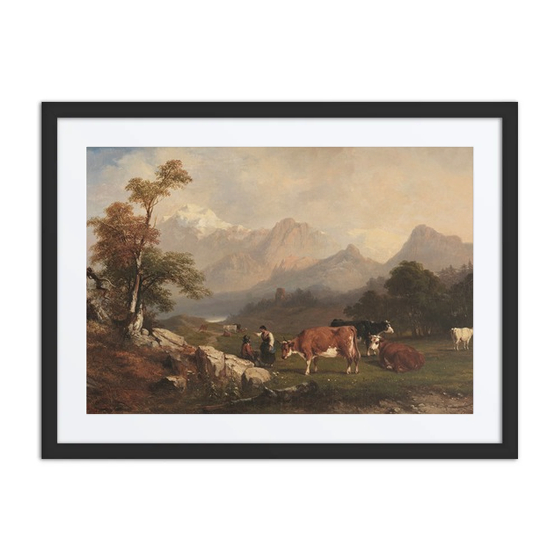 Alpine Scene with Cattle Herders