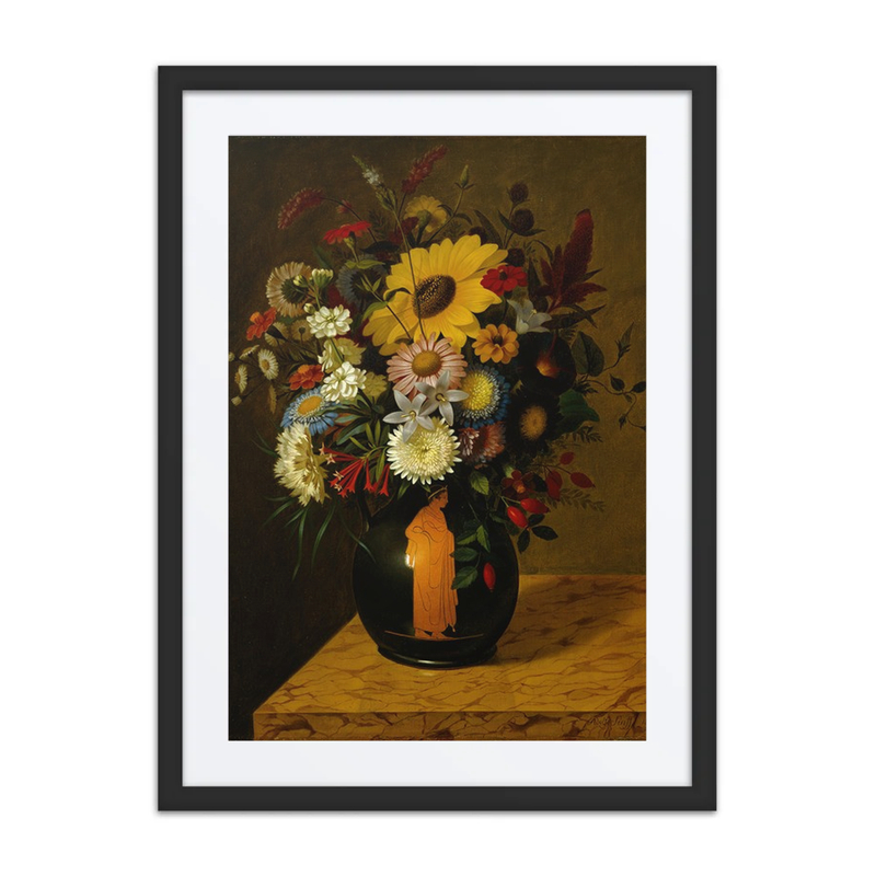 An Antique Terracotta Vase with Flowers
