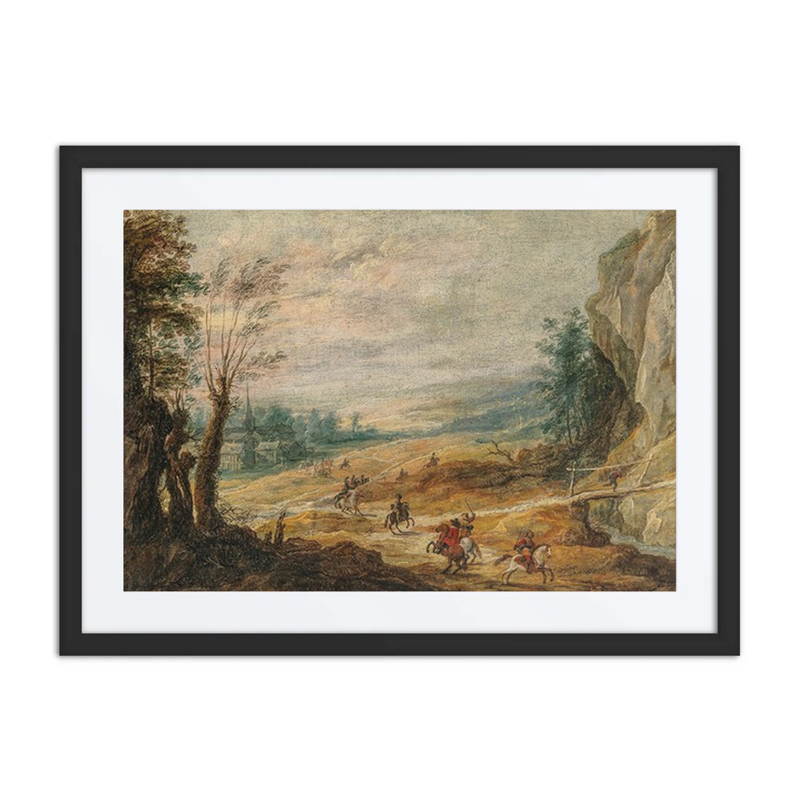 An Extensive Mountainous Landscape with Horsemen Chasing a Thief