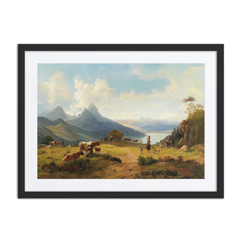 An Idyllic Mountain Landscape with Animals and Shepherds
