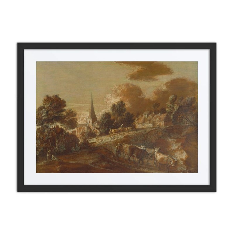 An Imaginary Wooded Village with Drovers and Cattle