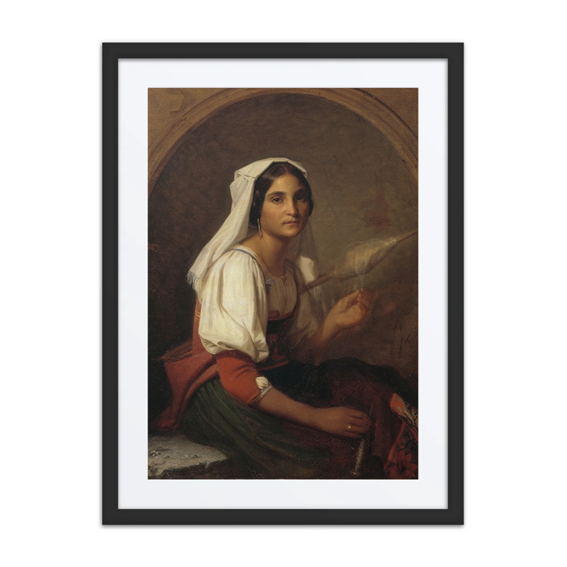 An Italian Woman Spinning Flax