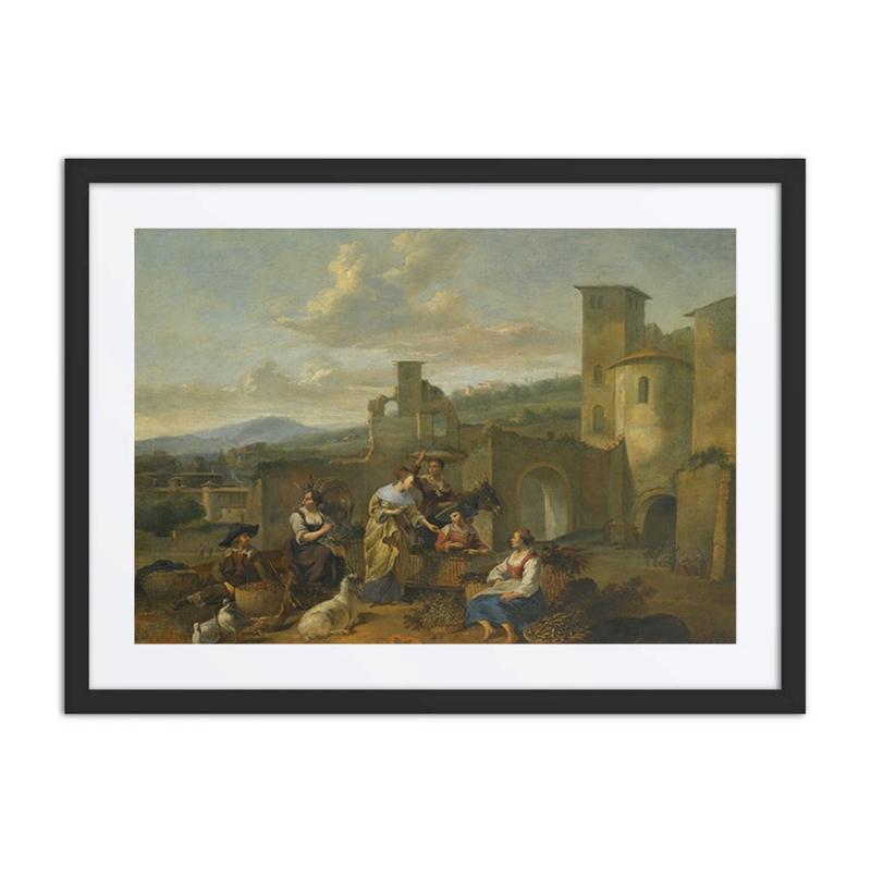 An Italianate Landscape with Vegetable Sellers