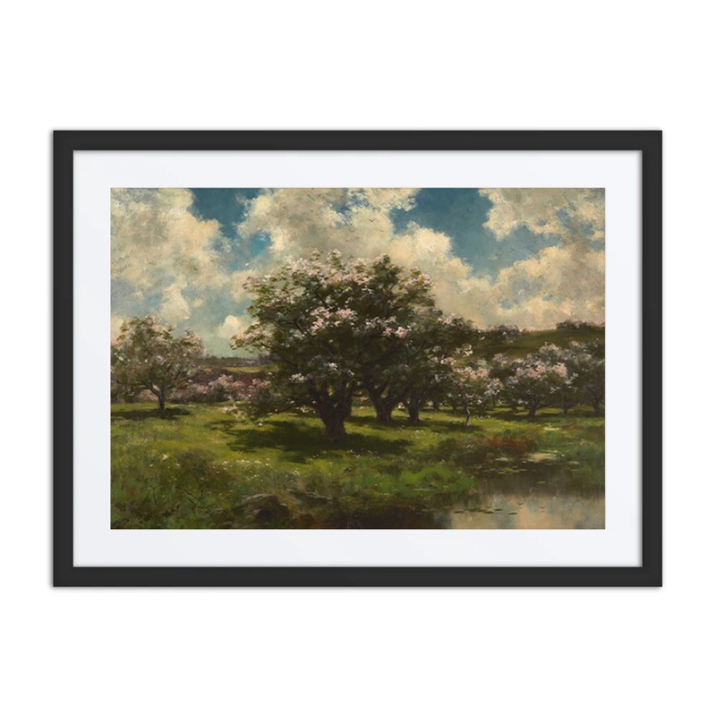 Apple Blossoms Near a Pond