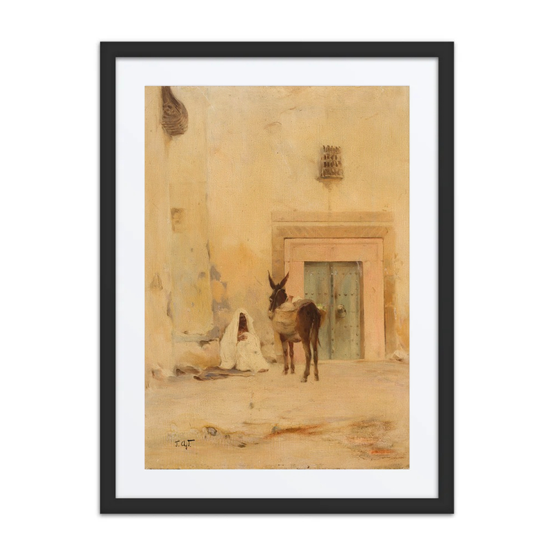 Arab and a Donkey at a House