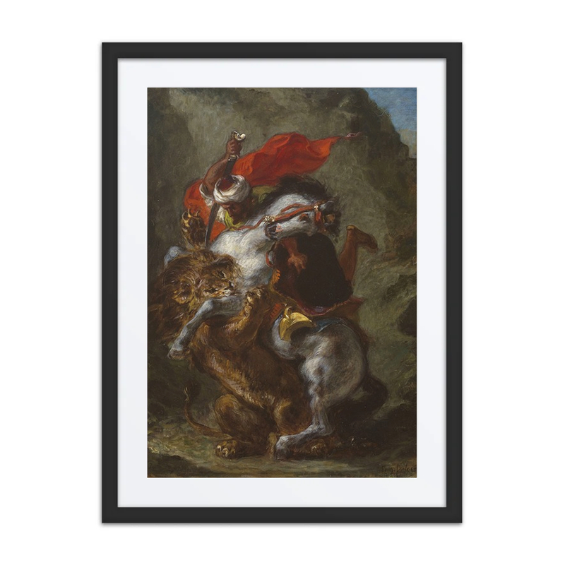 Arab Horseman Attacked by a Lion