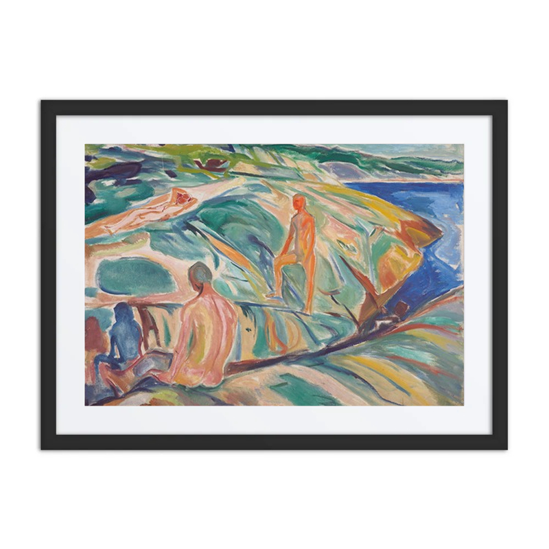 Bathing Men on Rocks