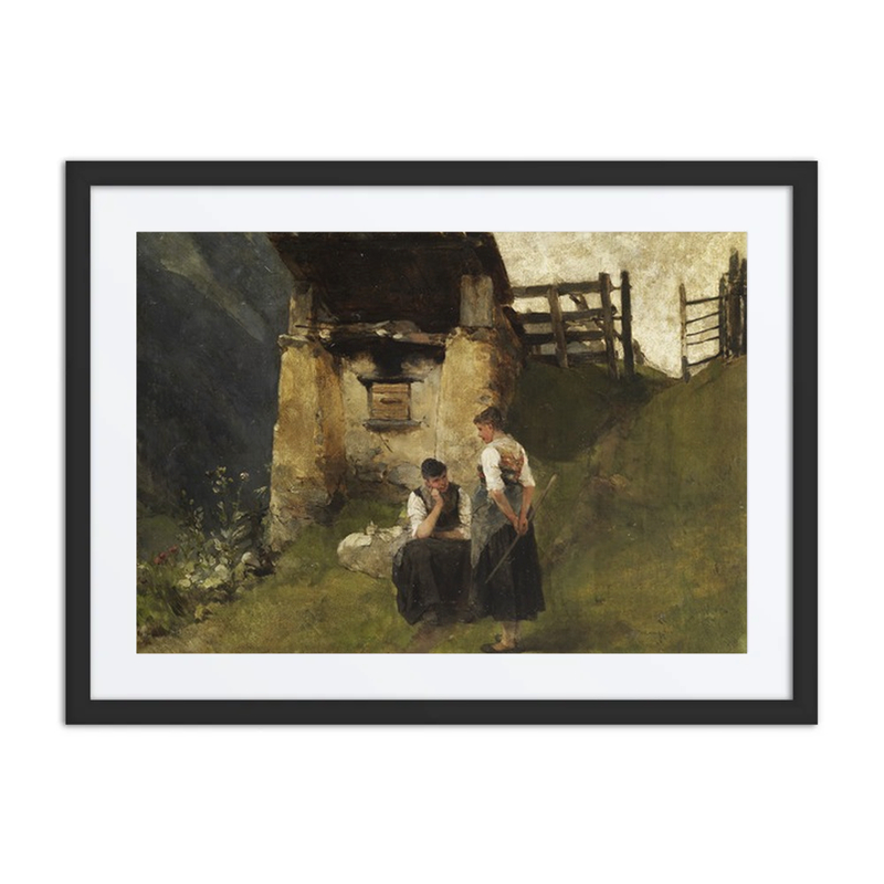 Bauernmädchen an Einem Köhlerofen