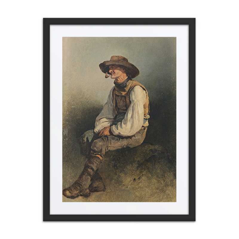 Bearded Man Smoking a Pipe