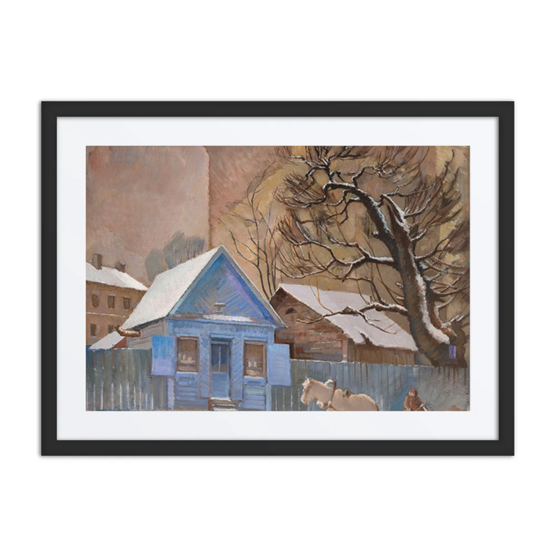 Blue House in Winter